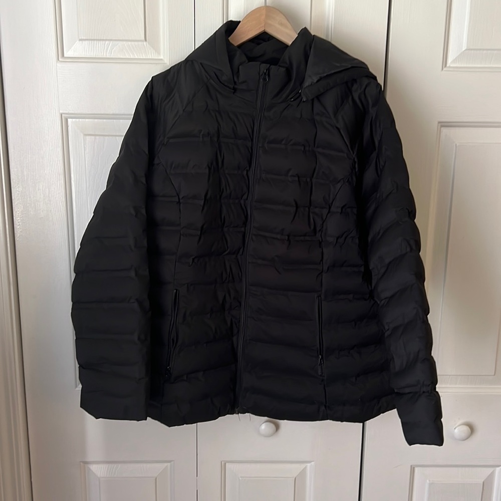 XXL Black Puffer Coat with Removable Hood